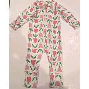 Monica + Andy One-Piece Baby Girl Sleeper Footed 0-3 Months Cotton Tulip Pattern